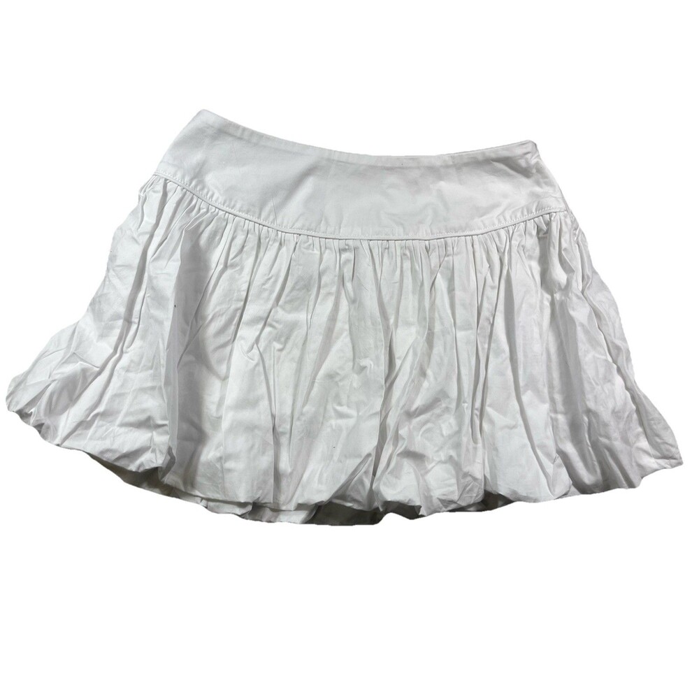 Francescas Womens White Mini Skirt Size M Ruched Gathered A Line Cottagecore NWT
